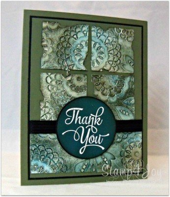 Faux Patina Thank You Card - blog.Stamp4Joy.com