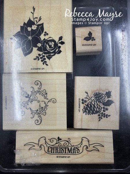 Pines & Poinsettias Retired Stamp Set - www.Stamp4Joy.com