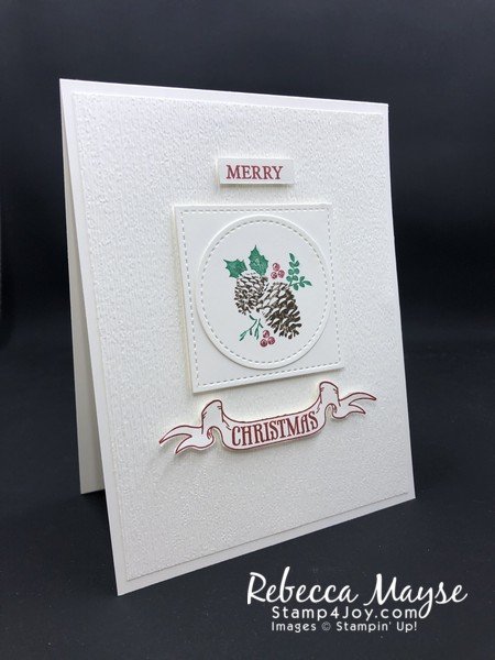 Pines & Poinsettias White Christmas Card - www.Stamp4Joy.com