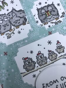 Charming Owl-Themed Christmas Card closeup - Stamp4Joy.com
