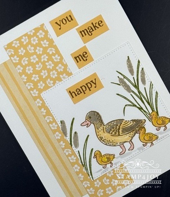 Charming Duck Pond Happy Card close-up - Stamp4Joy.com
