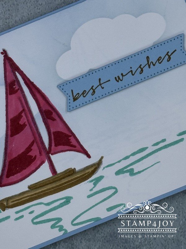 Sunrise Sailing Best Wishes close-up - Stamp4Joy.com