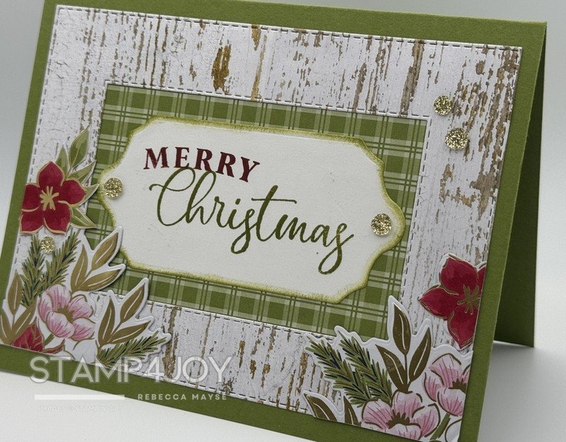 Elegant Handmade Christmas Card close up - Stamp4Joy.com