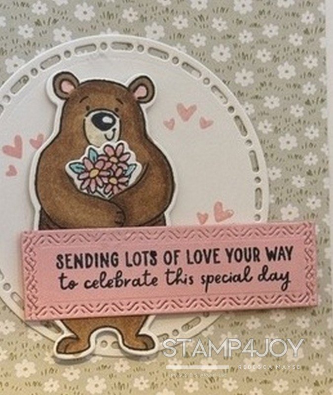 Bear Birthday Card close up - Stamp4Joy.com
