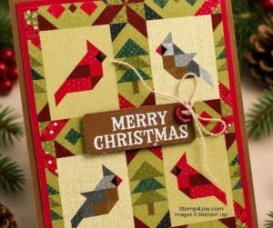 Cardinal Christmas card close-up - Stamp4Joy.com