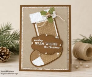 Stitched Stocking card monochromatic - Stamp4Joy.com