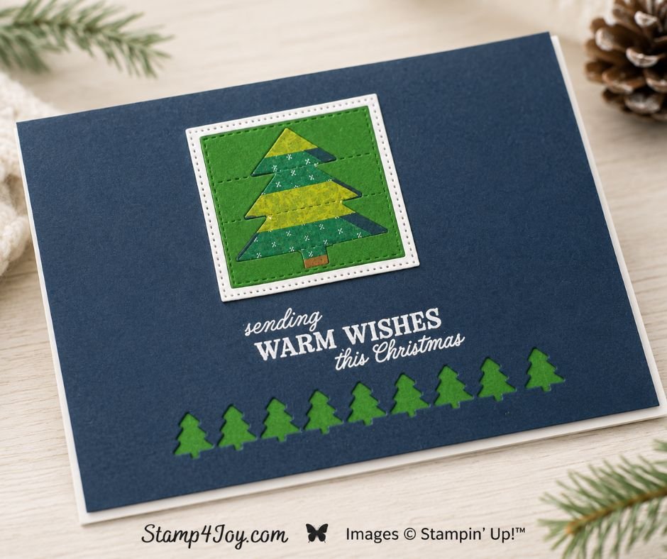 Warm Wishes Paper Pieced Card close-up - Stamp4Joy.com
