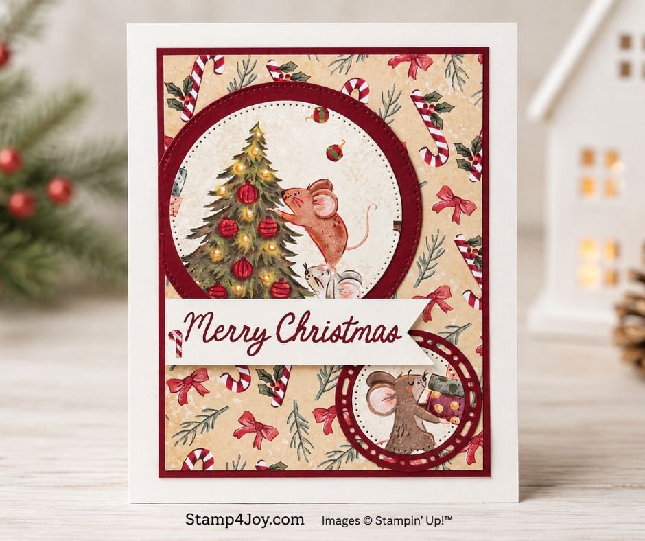 Cute Christmas Mouse Card - Stamp4Joy.com