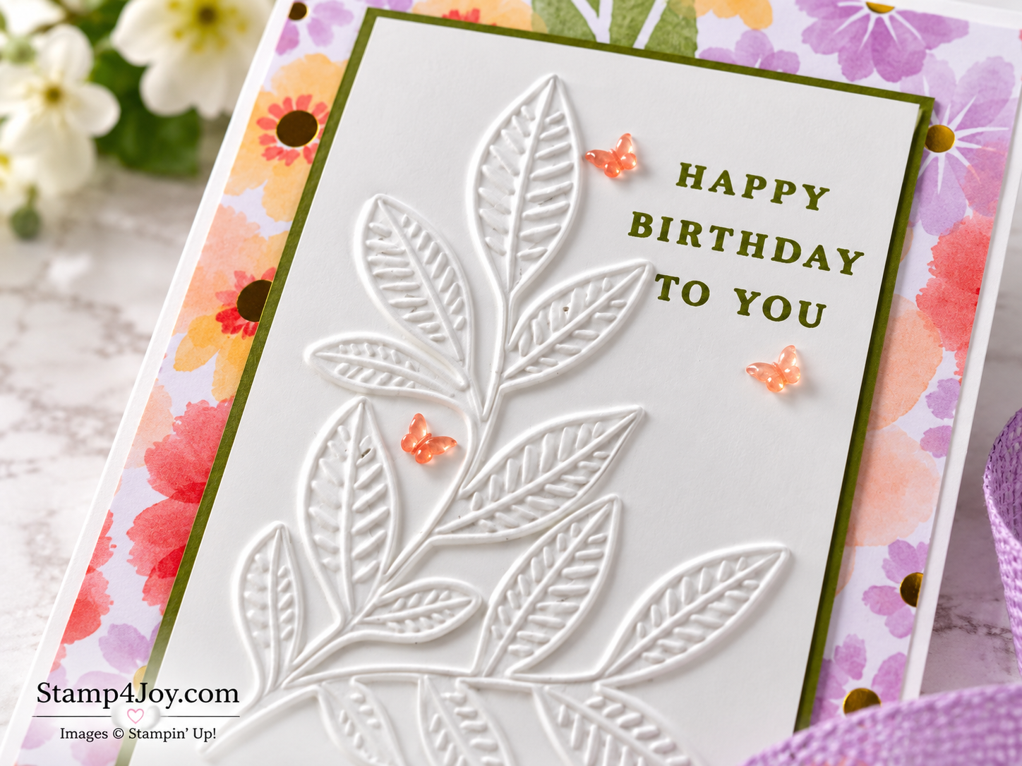 Embossing With Dies Birthday Card close-up - Stamp4Joy.com