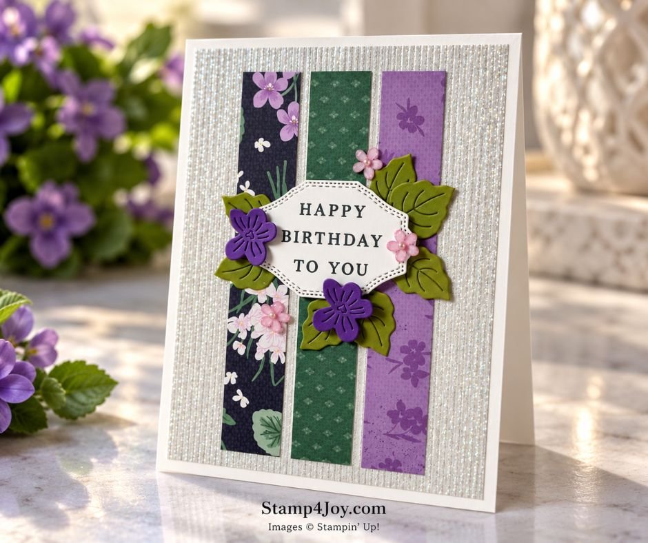Glittery Floral Birthday Card - Stamp4Joy.com