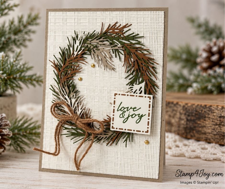Rustic Christmas Wreath Card - Stamp4Joy.com